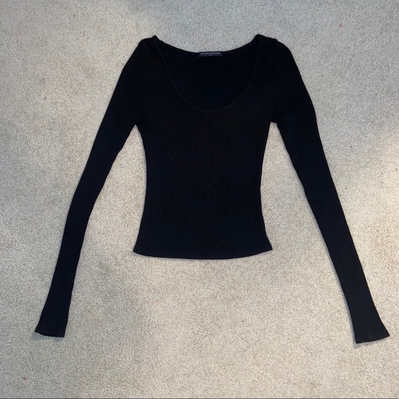 Brandy Melville fitted ribbed black long sleeve top - Picture 6 of 8